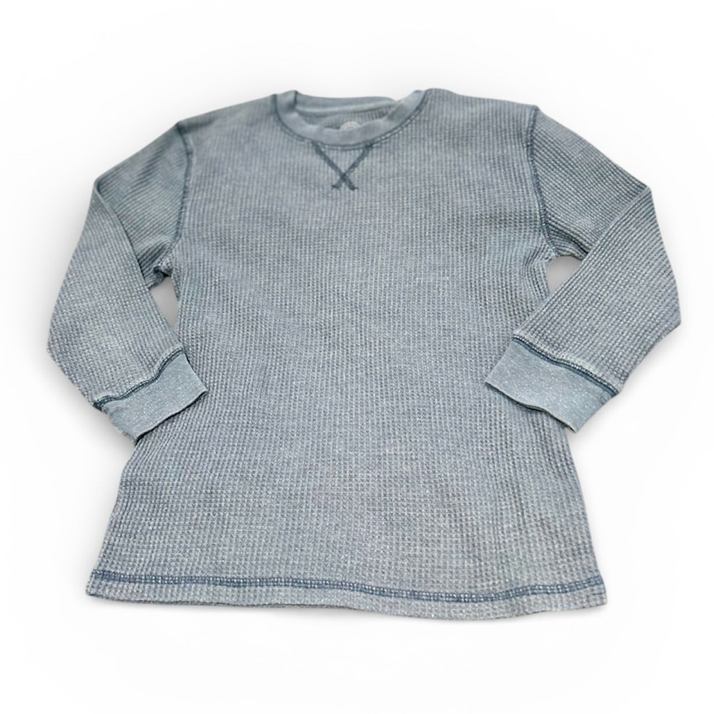 Wonder Nation Boys Waffle Knit Long Sleeve Shirt Size 6–7 Blue